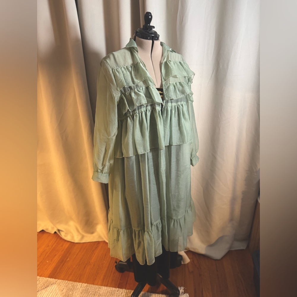 Maeve anthropologie mine green ruffle top